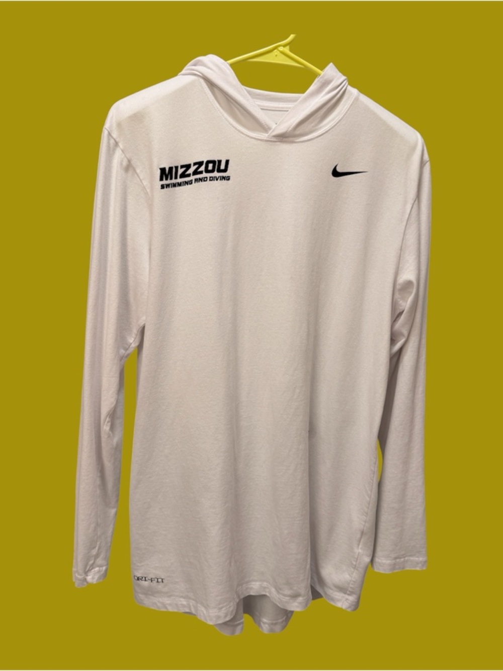 Nike White Mizzou Swimming & Diving Hooded Long-Sleeve Dri-Fit Shirt